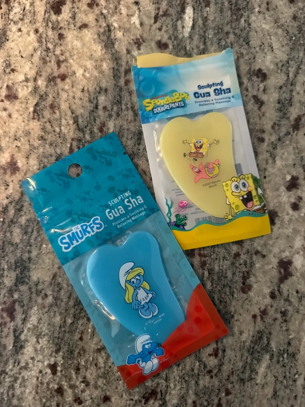 NEW Smurfs & SpongeBob Heart Gua Sha - Blue & Yellow